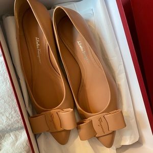 Viva Bow Leather Ballerina Flats New Blush Napa